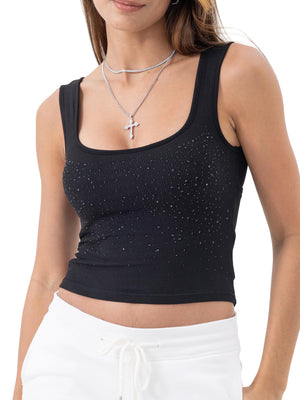 Danysu Women Diamond Square Neck Tank Top with Built in Bra