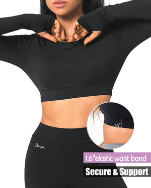 Danysu Open Back Crop Top Long Sleeve