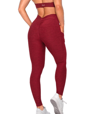 Danysu Pocket V-Back Scrunch Butt Leggings Naked Feel