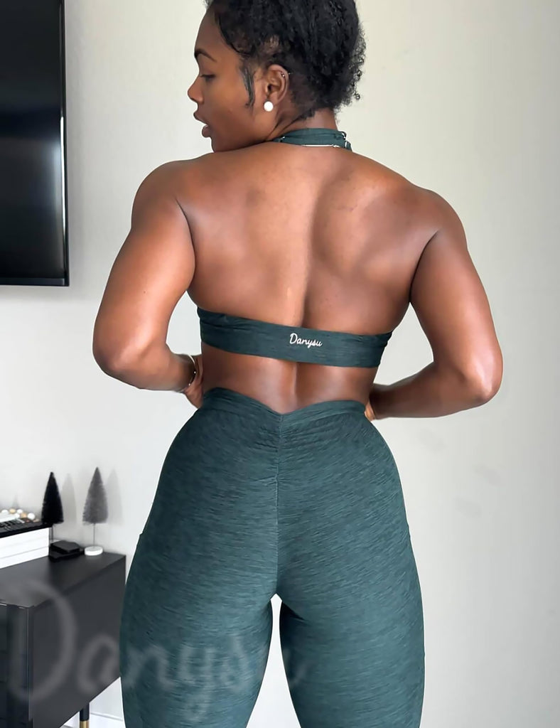 Danysu Pocket V-Back Scrunch Butt Leggings Naked Feel
