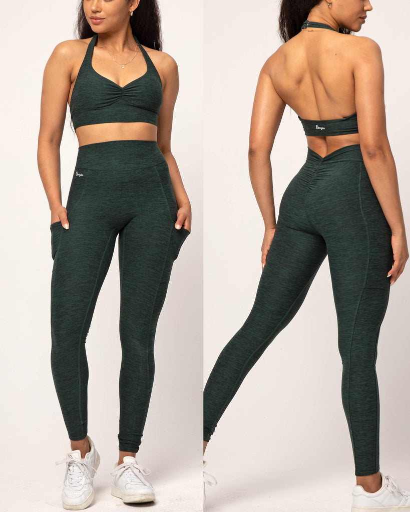 Danysu Pocket V-Back Scrunch Butt Leggings Naked Feel
