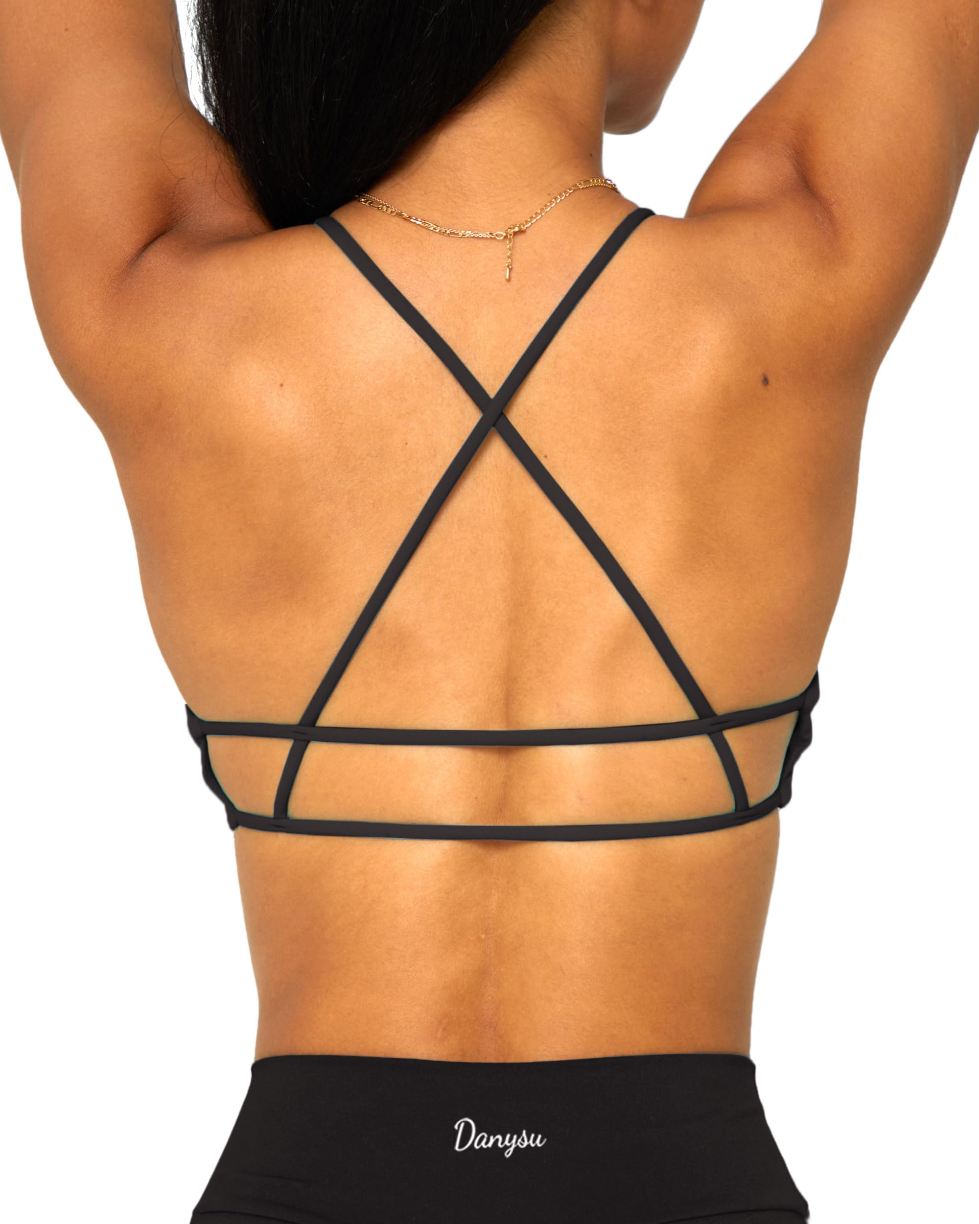 Danysu Backless Longline Sports Bras Light Support Strappy Sexy Padded  Workout Cropped Top, #1.crisscross Black, Small : : Fashion
