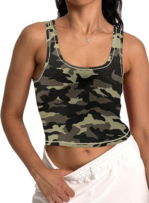 Danysu Women Floral Square Neck Tank Top with Built in Bra