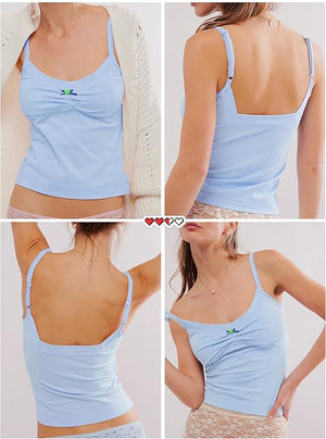 Danysu Women Padded Rose Square Neck Crop Tank