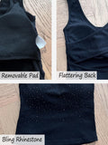 Danysu Women Diamond Square Neck Tank Top with Built in Bra