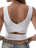 Danysu Women Diamond Square Neck Tank Top with Built in Bra