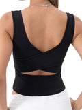 Danysu Women Diamond Square Neck Tank Top with Built in Bra