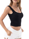 Danysu Women Diamond Square Neck Tank Top with Built in Bra