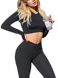 Danysu Long Sleeve Cross Waist Workout Set