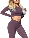 Danysu Long Sleeve Cross Waist Workout Set