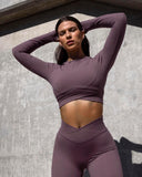 Danysu Long Sleeve Cross Waist Workout Set
