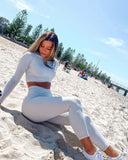 Danysu Long Sleeve Cross Waist Workout Set