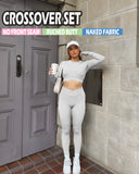 Danysu Long Sleeve Cross Waist Workout Set