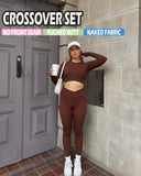 Danysu Long Sleeve Cross Waist Workout Set
