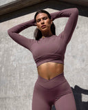 Danysu Long Sleeve Cross Waist Workout Set