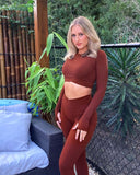 Danysu Long Sleeve Cross Waist Workout Set