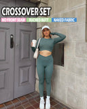 Danysu Long Sleeve Cross Waist Workout Set