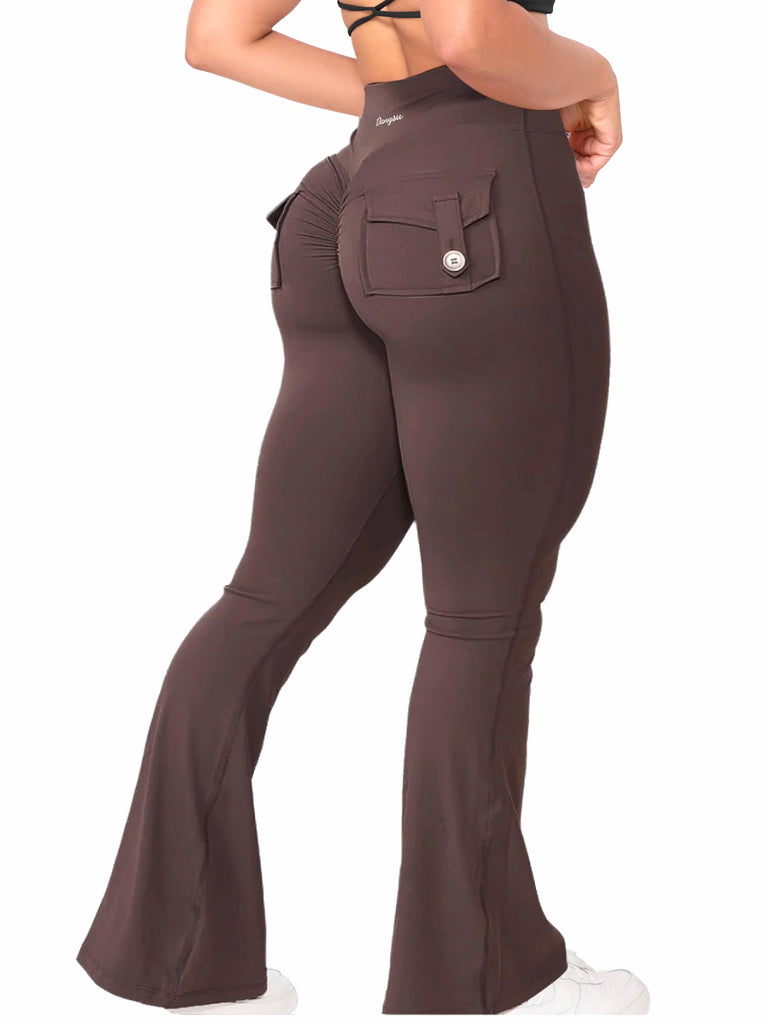 Donne Y2k Skinny Flare Leggings Vita Bassa Foldover Vita Bootcut Pantaloni Della Tuta Tinta Unita Slim Fit Bell Bottom Pantaloni, A-a-grigio, S