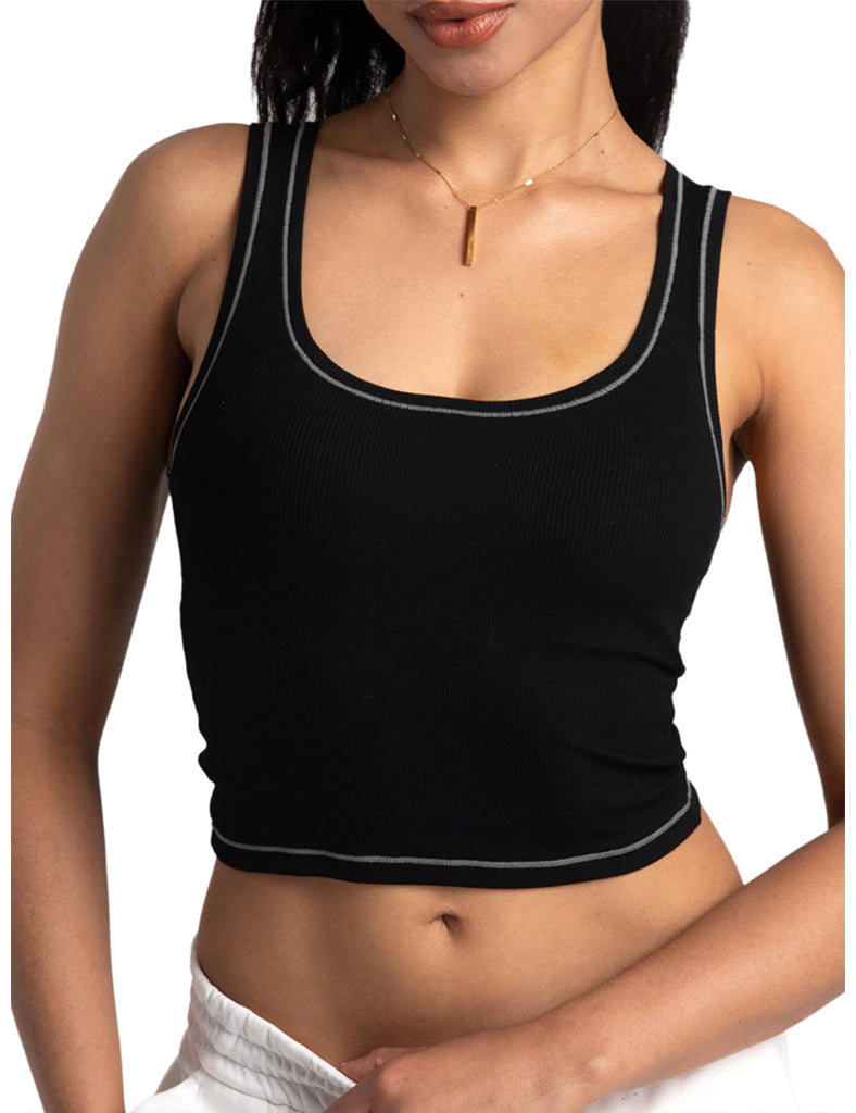 Square Neck Tank Top - Shadowed Elegance