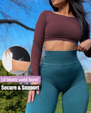 Danysu Open Back Crop Top Long Sleeve