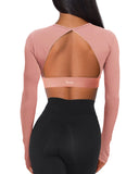 Danysu Open Back Crop Top Long Sleeve
