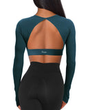 Danysu Open Back Crop Top Long Sleeve