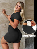 Danysu Short Sleeve Cross Waist Workout Set
