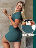 Danysu Short Sleeve Cross Waist Workout Set