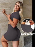 Danysu Short Sleeve Cross Waist Workout Set
