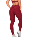 Danysu Pocket V-Back Scrunch Butt Leggings Naked Feel
