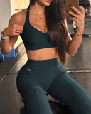 Danysu Pocket V-Back Scrunch Butt Leggings Naked Feel