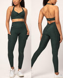 Danysu Pocket V-Back Scrunch Butt Leggings Naked Feel