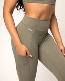 Danysu Pocket V-Back Scrunch Butt Leggings Naked Feel