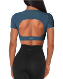 Danysu Open Back Crop Top Short Sleeve
