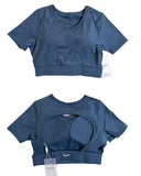 Danysu Open Back Crop Top Short Sleeve