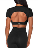 Danysu Open Back Crop Top Short Sleeve