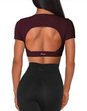Danysu Open Back Crop Top Short Sleeve