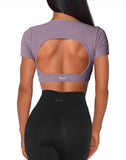 Danysu Open Back Crop Top Short Sleeve