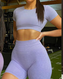 Danysu Open Back Crop Top Short Sleeve