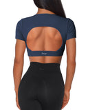 Danysu Open Back Crop Top Short Sleeve