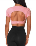 Danysu Open Back Crop Top Short Sleeve