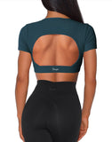 Danysu Open Back Crop Top Short Sleeve
