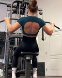 Danysu Open Back Crop Top Short Sleeve