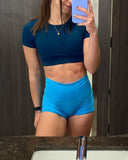 Danysu Open Back Crop Top Short Sleeve