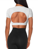 Danysu Open Back Crop Top Short Sleeve