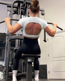 Danysu Open Back Crop Top Short Sleeve