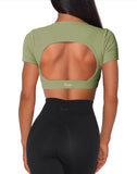 Danysu Open Back Crop Top Short Sleeve