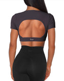 Danysu Open Back Crop Top Short Sleeve