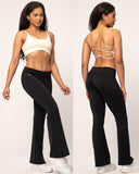 Danysu Fold Over Flared Leggings