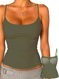 Padded Tank Tops for Women Spaghetti Strap Double Lined Camisole Top